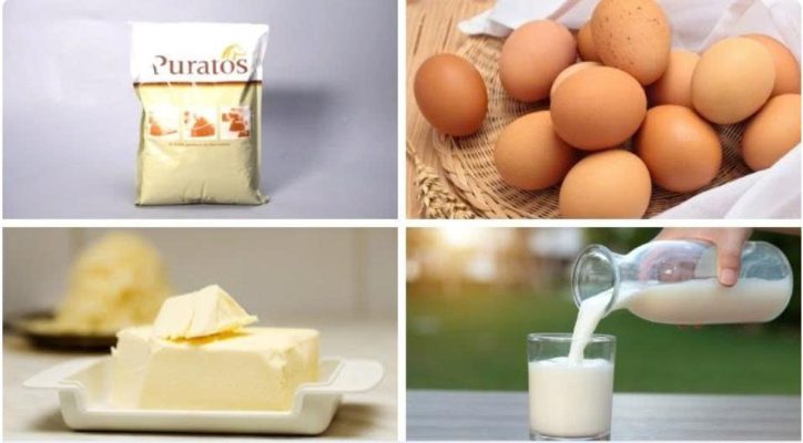 nguyên liệu làm bánh su kem bằng bột pha sẵn